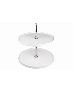 White Plastic 2 Shelf Full Circle Independent Lazy Susan